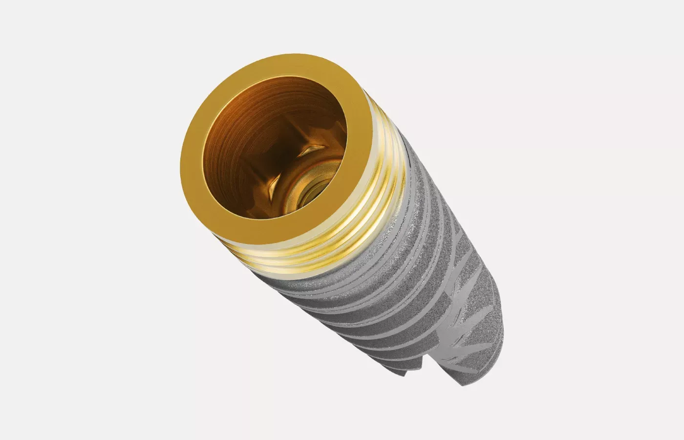 Close detail of a NobelActive implant body and thread geometry